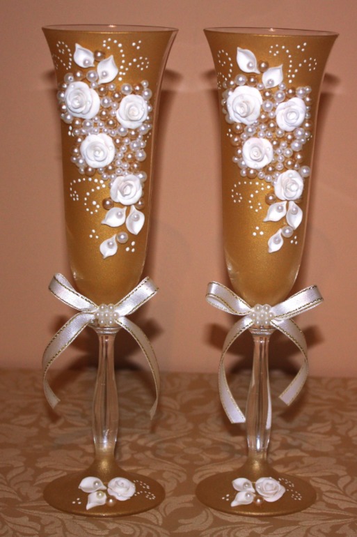 Бокалы с декором ручной работы. Прекрасный подарок!