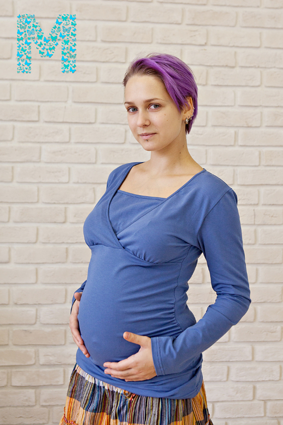 Лонгслив для беременных и кормящих "Камея"  Цвет: индиго Цена: 790 руб. Купить на www.modamam.com