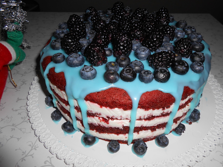 Новогодний тортик с фруктами