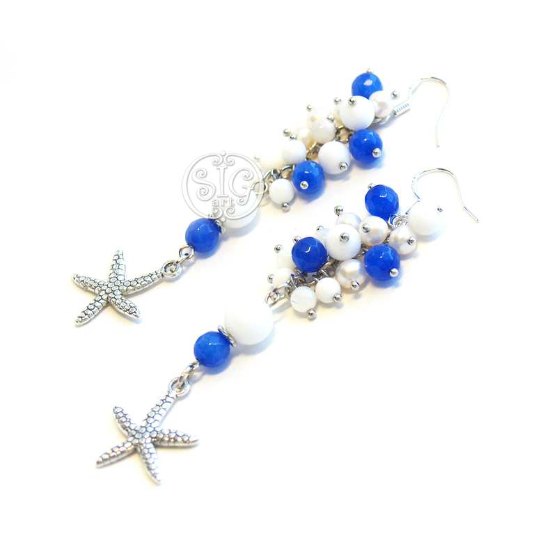 "Девушка в тельняшке" - браслет и серьги