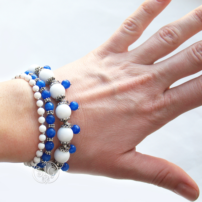 "Девушка в тельняшке" - браслет и серьги