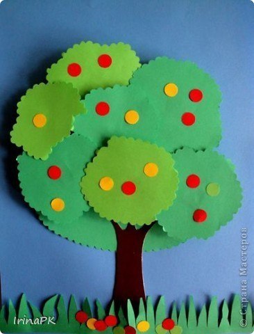 Яблонька из бумаги с объемными элементами