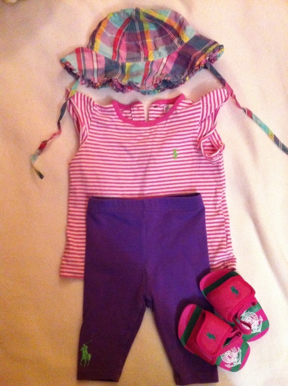Комплект Ralph Lauren 6 мес: майка, леггинсы,панамка, босоножки оригинал
