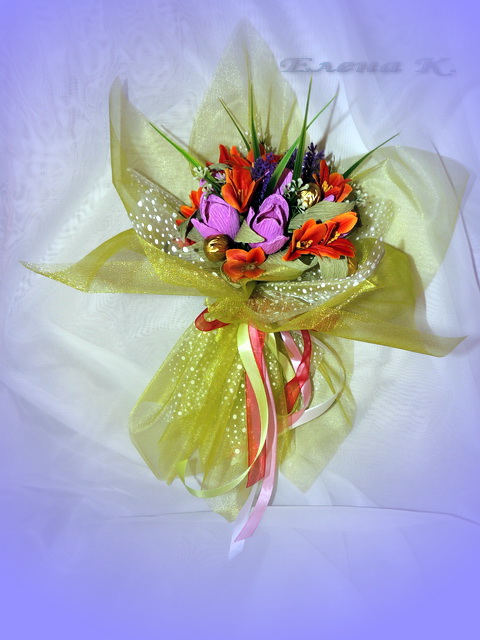 Мои первые ручные букетики и первый заказ