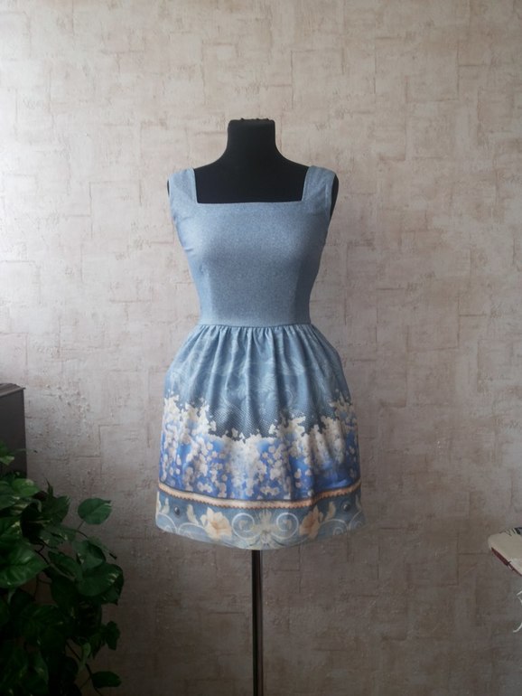Новое летнее платье из хлопка-стрейч с имитацией джинсы с роскошным цветочным принтом