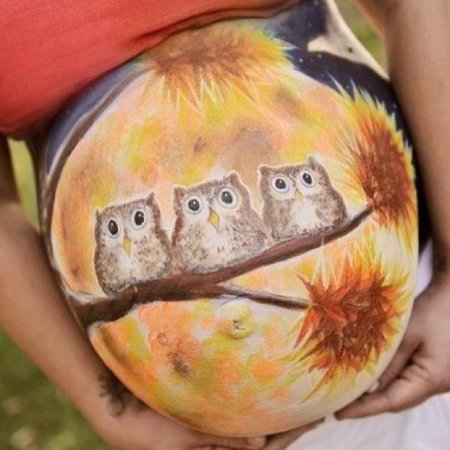 Идеи для фотосессии беременных, часть 3 "Боди арт животиков""