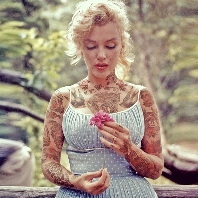 Как бы выглядели Миддлтон и Монро с тату?