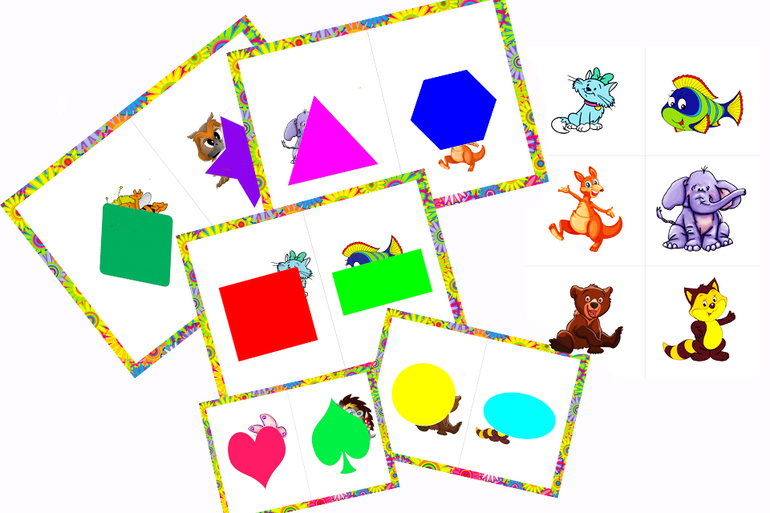 Интересная игра на внимание,изучение цвета,геометрических фигур.