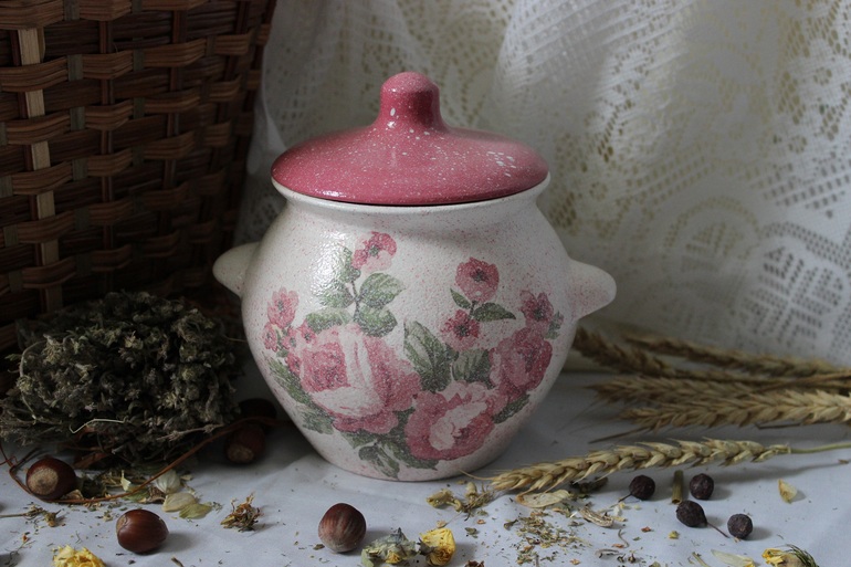 Керамический горшочек "Розовые лепестки!