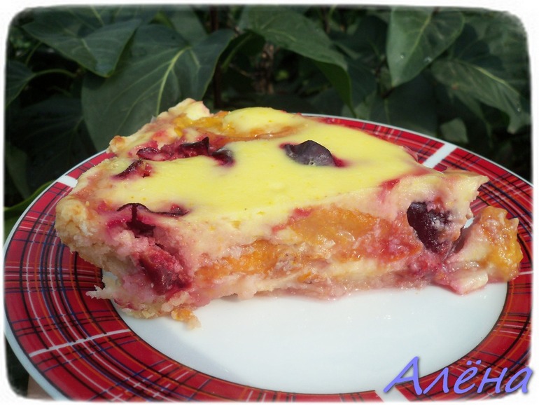 Песочный пирог с яблоками и сметанной заливкой с Песочный пирог с яблоками и сметанной заливкой с