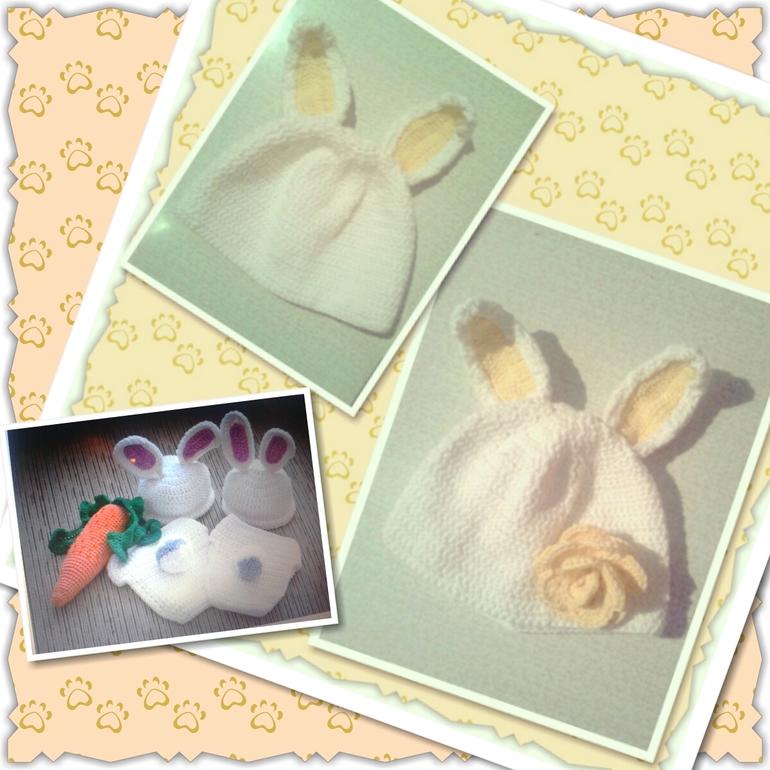 шапочка для новорожденныз и цветочек брошка