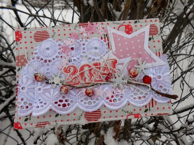 Первая новогодняя в этом году и она же первая тканевая открытка