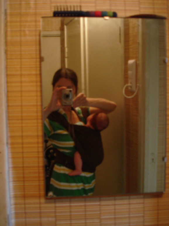 Трикотажный слинг, ребёнок 1,5 мес, КПК, второй опыт