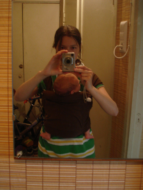 Трикотажный слинг, ребёнок 1,5 мес, КПК, второй опыт