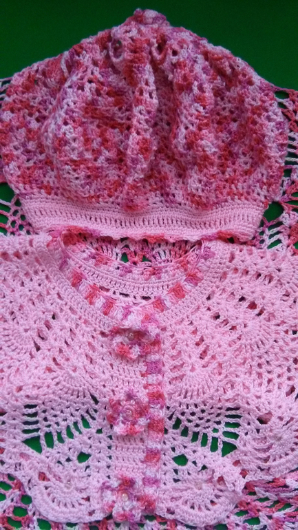 Ажурное платьице для малышки + беретик