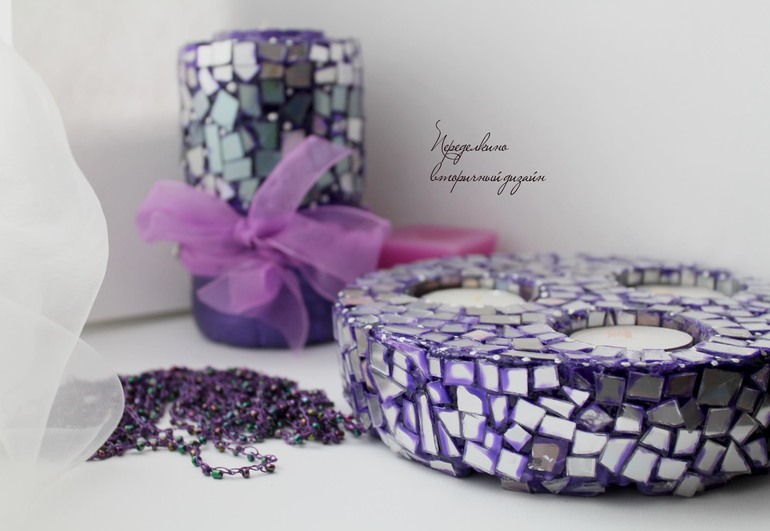 Подсвечник с нуля, для садового декора. Отлит из алебастра.