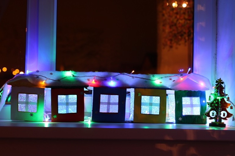 Ночная новогодняя деревушка)