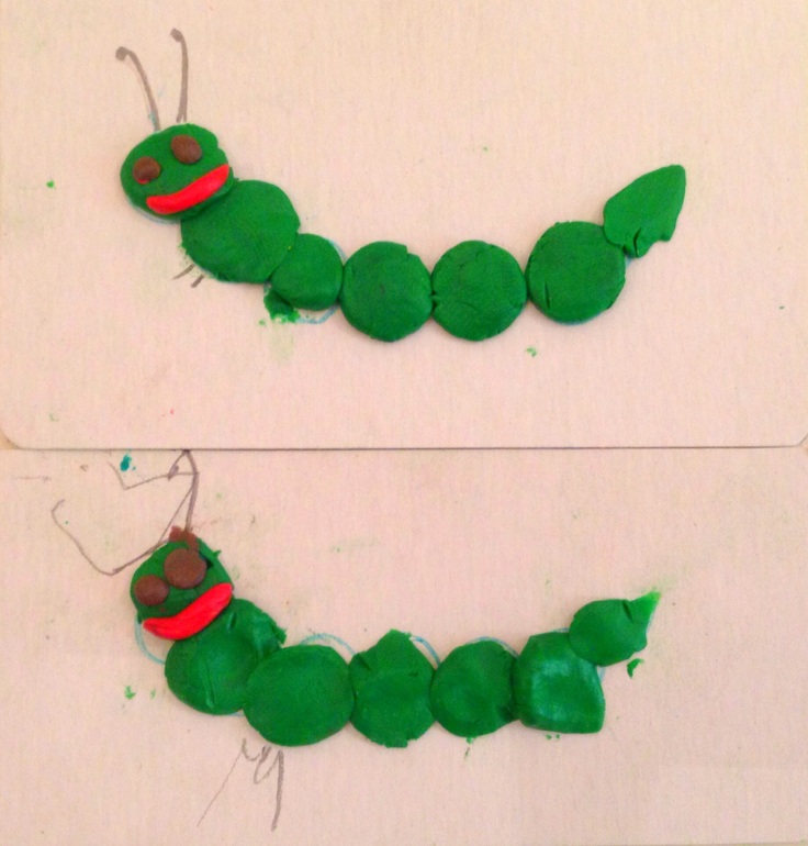 Элементарный пластилин: гусеничка