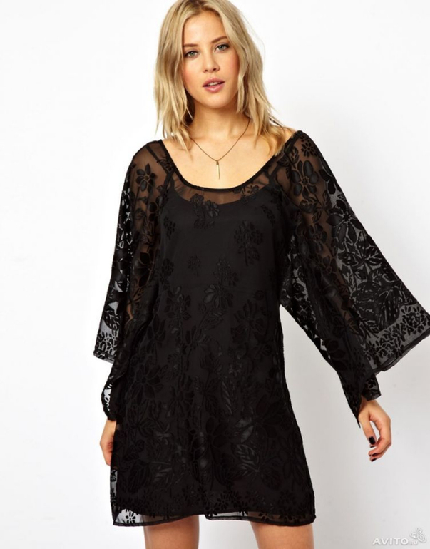 Платье-кимоно с выжженным рисунком asos М - 1500