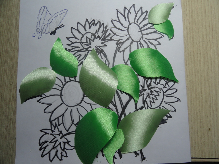 Вышивка лентами. Льняная сумка. МК