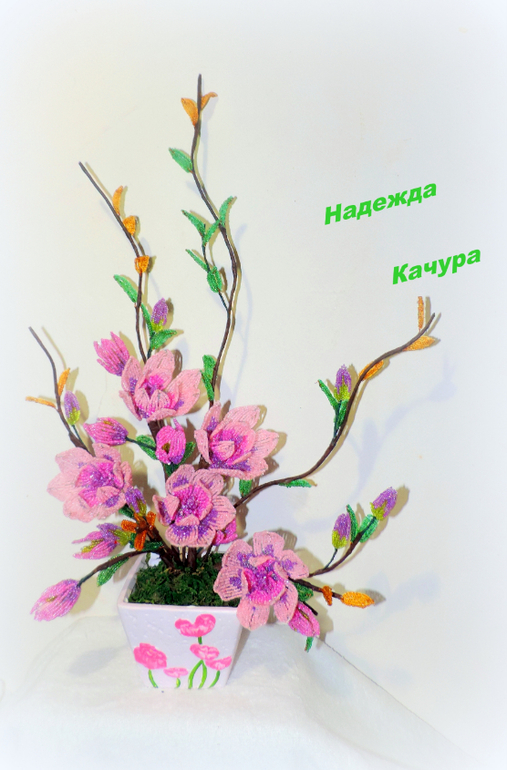 бисерная флористика в интерьере