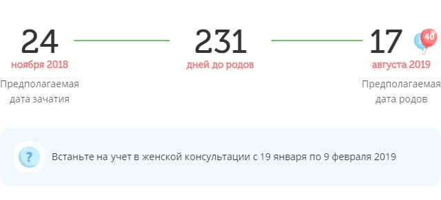 Калькулятор даты родов
