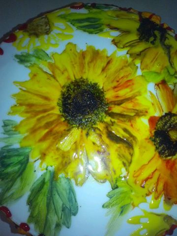 Тортик с росписью-Подсолнухи