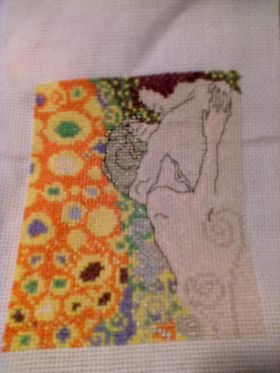 Вчера дошила одну из миниатюр Г.Климта "Любовники"