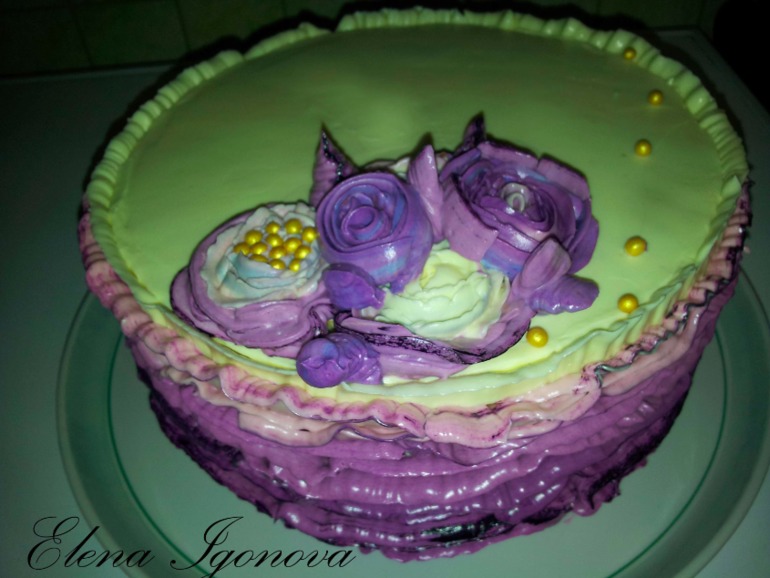 Кремовый торт рюши.