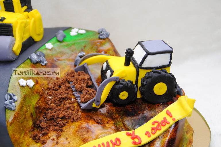 Торт для любителя строительной техники
