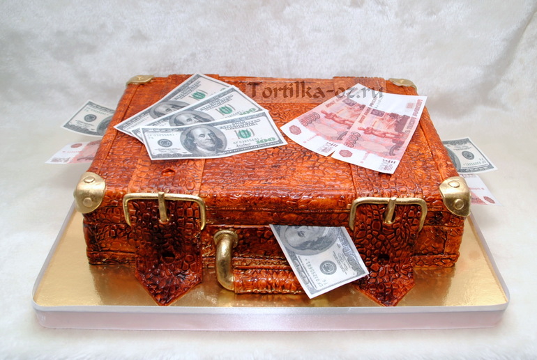 Торт чемодан с деньгами из крема без мастики