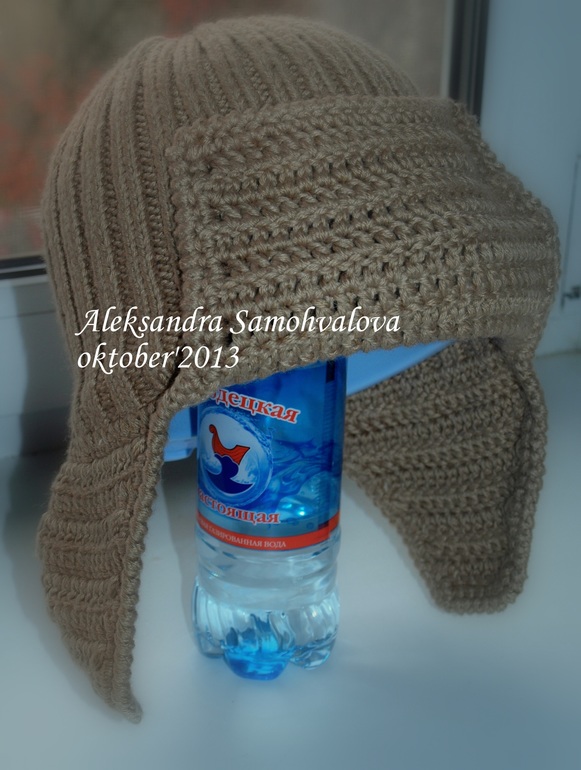 шапка-ушанка (спицы+крючок)