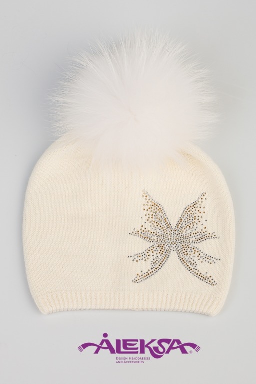 ШАПОЧКИ с натуральными меховыми помпонами женские и детские! ПРЯЖА ИТАЛИЯ!