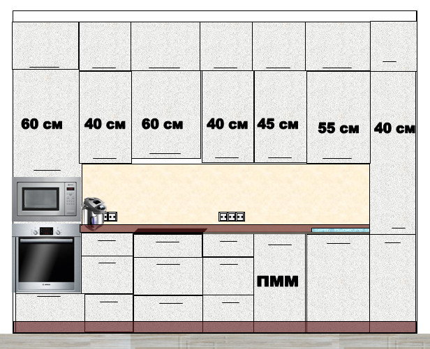 Колонна с духовым шкафом и свч размеры