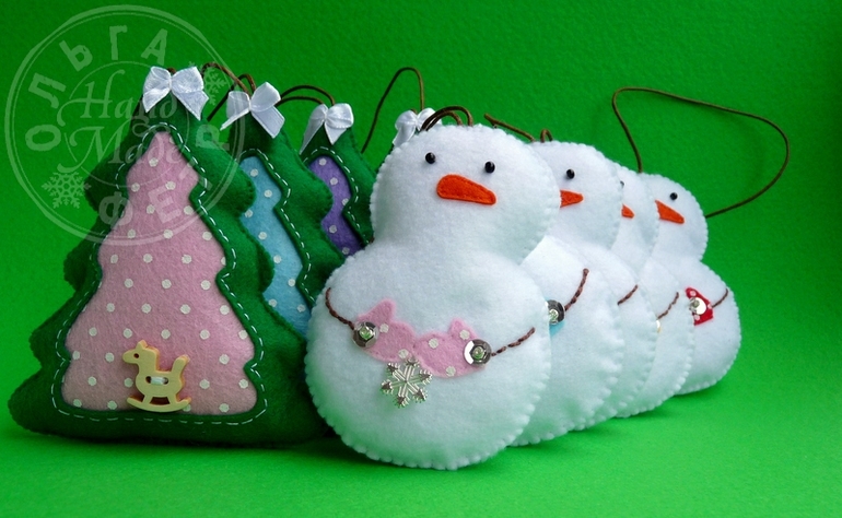 Набор елочных игрушек из фетра