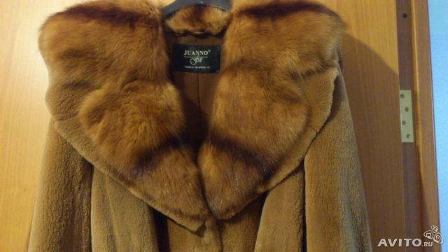 ШУБА СТРИЖЕННАЯ НОРКА И СОБОЛИНЫЙ ВОРОТНИК 45000руб