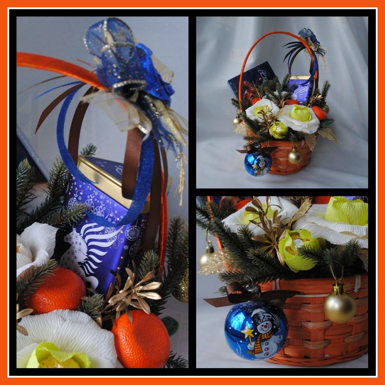 Подарочная корзина с мандаринками.