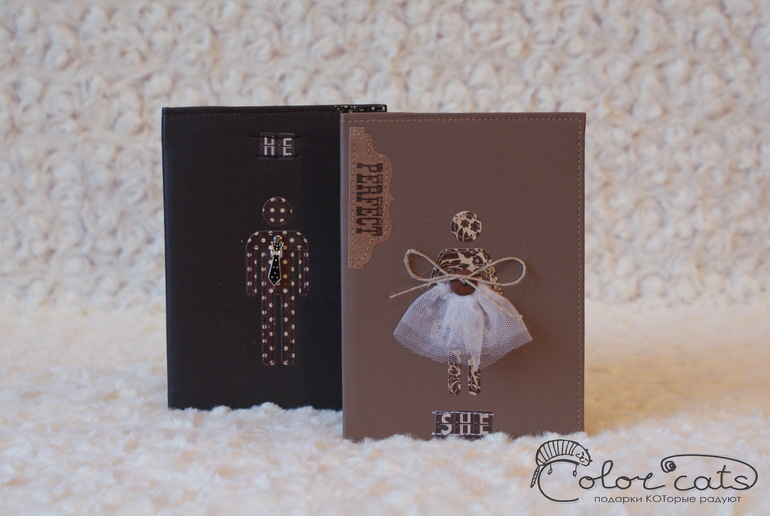 Две обложки на паспорт "Он и Она"