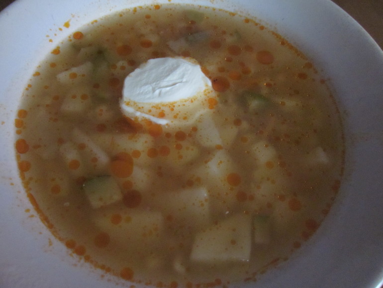 Рассольник со сметаной