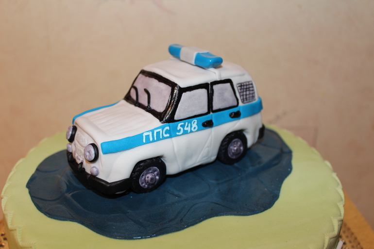 с патрульной машиной.