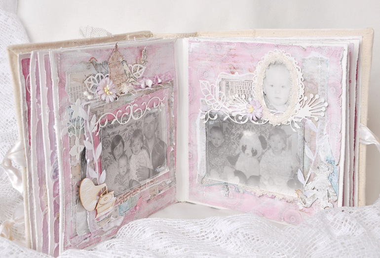 Альбом с детскими фото в стиле Шебби