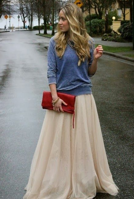 Look of the day: юбка maxi и объемный свитер