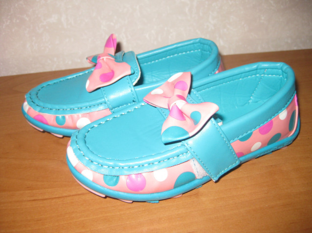 Мокасины голубые в горох новые р.27
