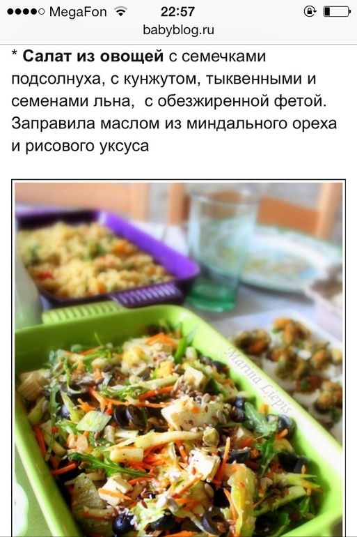 Овощной с семечками (Марина-мандарина)