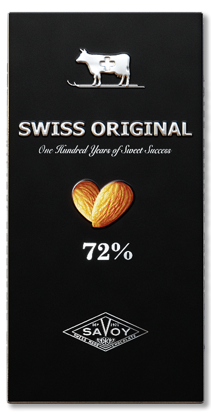 Горький шоколад с миндалем  (72% какао-продуктов)