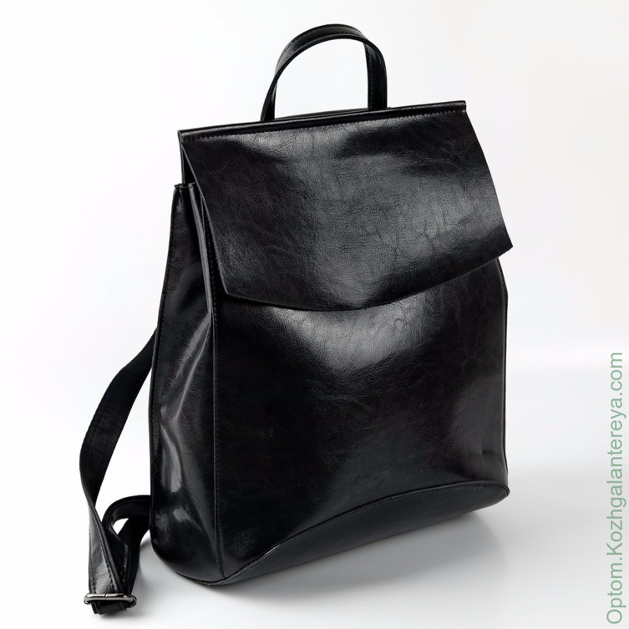 Женский кожаный рюкзак W048 Черный