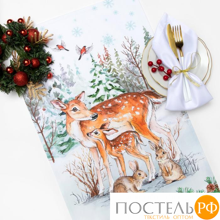 Полотенце "Этель" Новогодний лес Олени 40х67 см, 100% хл, са