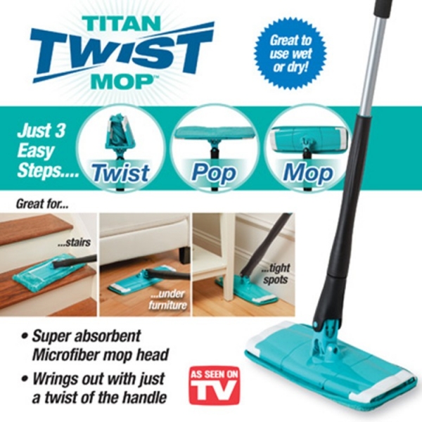 ШВАБРА TITAN TWIST MOP ВРАЩАЕТСЯ НА 360 ГРАДУСОВ С ОТЖИМОМ