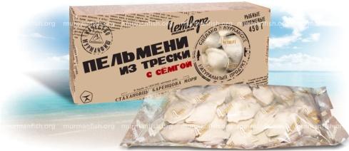 ПЕЛЬМЕНИ треска+семга  450 грамм