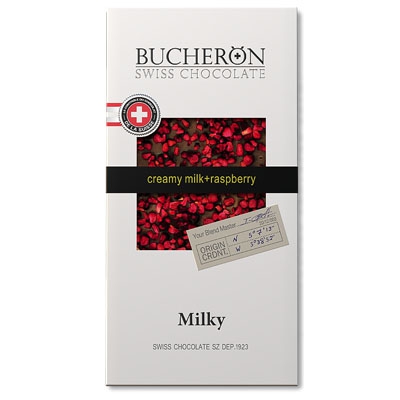 МОЛОЧНЫЙ ШОКОЛАД С КУСОЧКАМИ МАЛИНЫ 100 гр картон